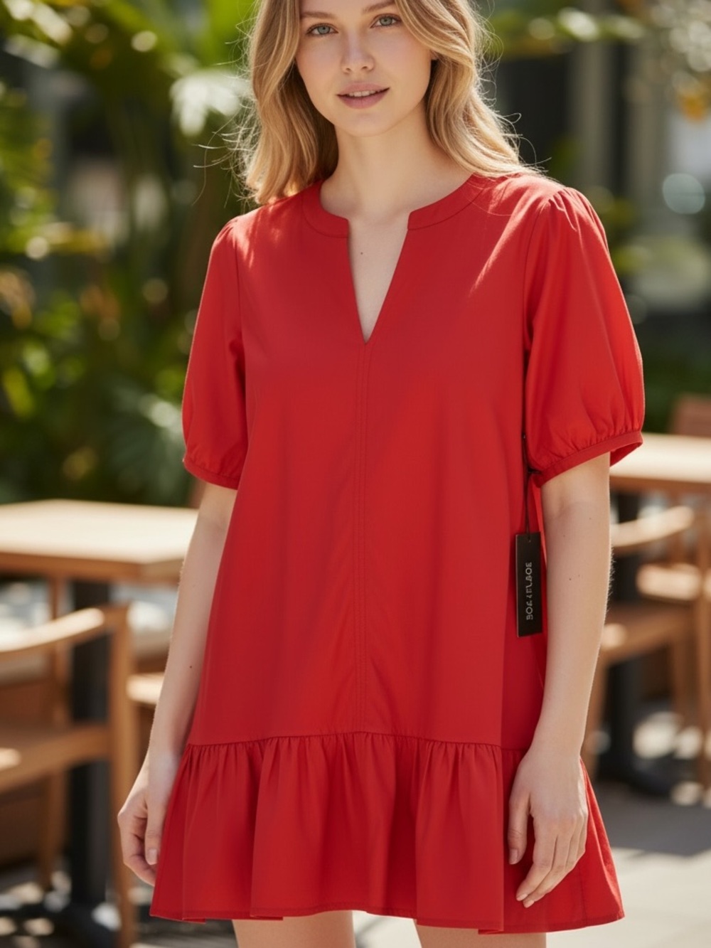 Rachel Zoe Vibrant Red Short-Sleeve Peplum Tunic